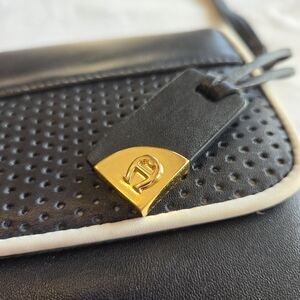 Vintage Etienne Aigner Leather Shoulder Bag with Gold Tag